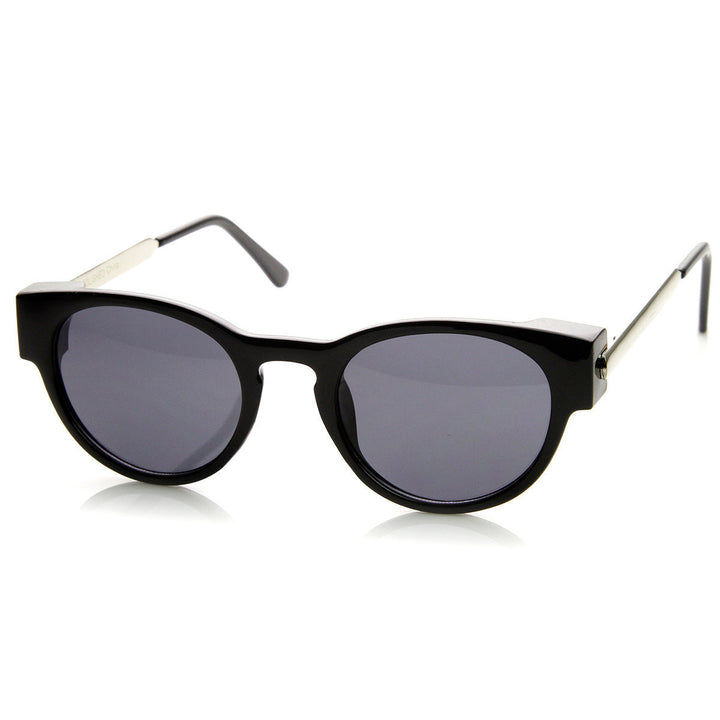 Fashion Keyhole Metal Temple Oval Horned Rim Sunglasses - 8859 Image 3