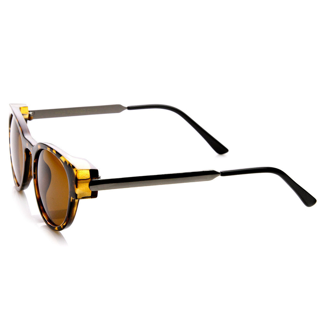Fashion Keyhole Metal Temple Oval Horned Rim Sunglasses - 8859 Image 4
