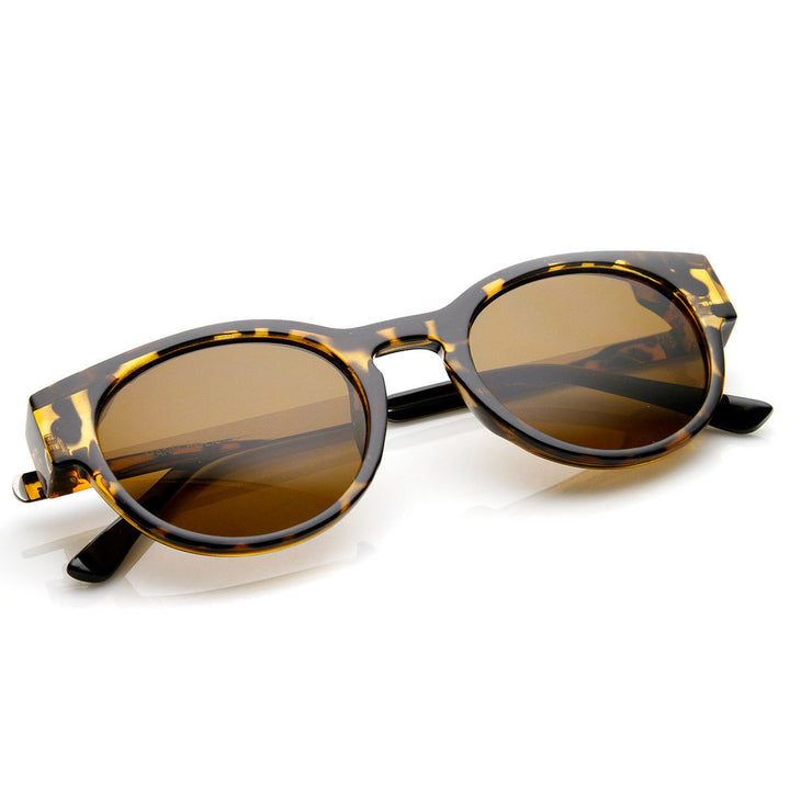 Fashion Keyhole Metal Temple Oval Horned Rim Sunglasses - 8859 Image 6