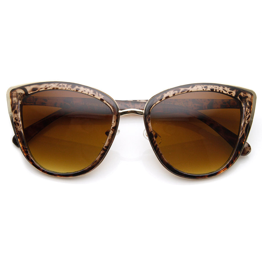 Womens Oversized Metal Plastic Cat Eye Sunglasses - 9207 Image 1