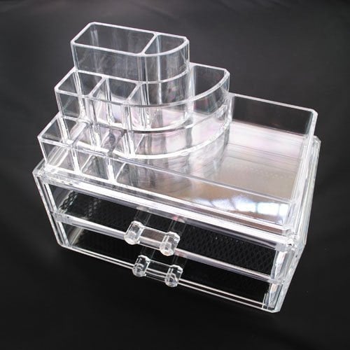 Clear Acrylic Makeup Organizer  - great for makeup, jewelry, party favors, craft storage, party displays, etc Image 1
