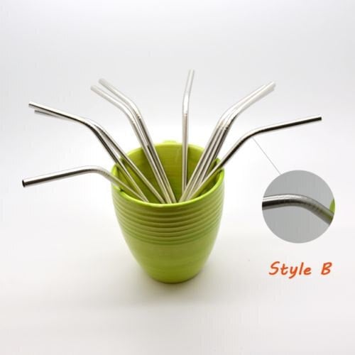 Set of 10 Curved Stainless Steel Drinking Straws + FREE brush Mason Jars Wedding/Party Decor Reusable and Kid Friendly Image 3