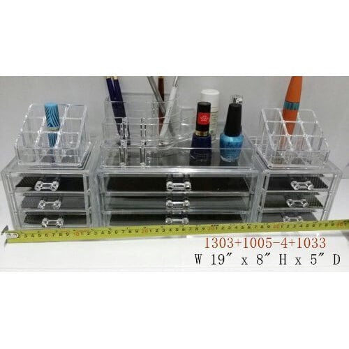 Clear Acrylic Makeup Organizer  Combo - great for makeup, jewelry, party favors, craft storage, party displays, etc Image 1