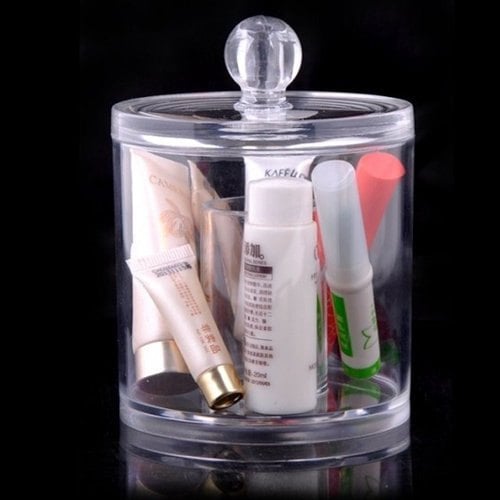 Clear Acrylic Makeup Organizer Short Acrylic Jar - great for makeup party favors gift packaging etc Image 1