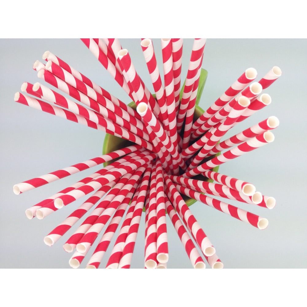 Set of 50 Red and White Striped Paper Straws Candy Cane Perfect for Christmas/Holiday Parties...ships from Dallas Texas Image 2