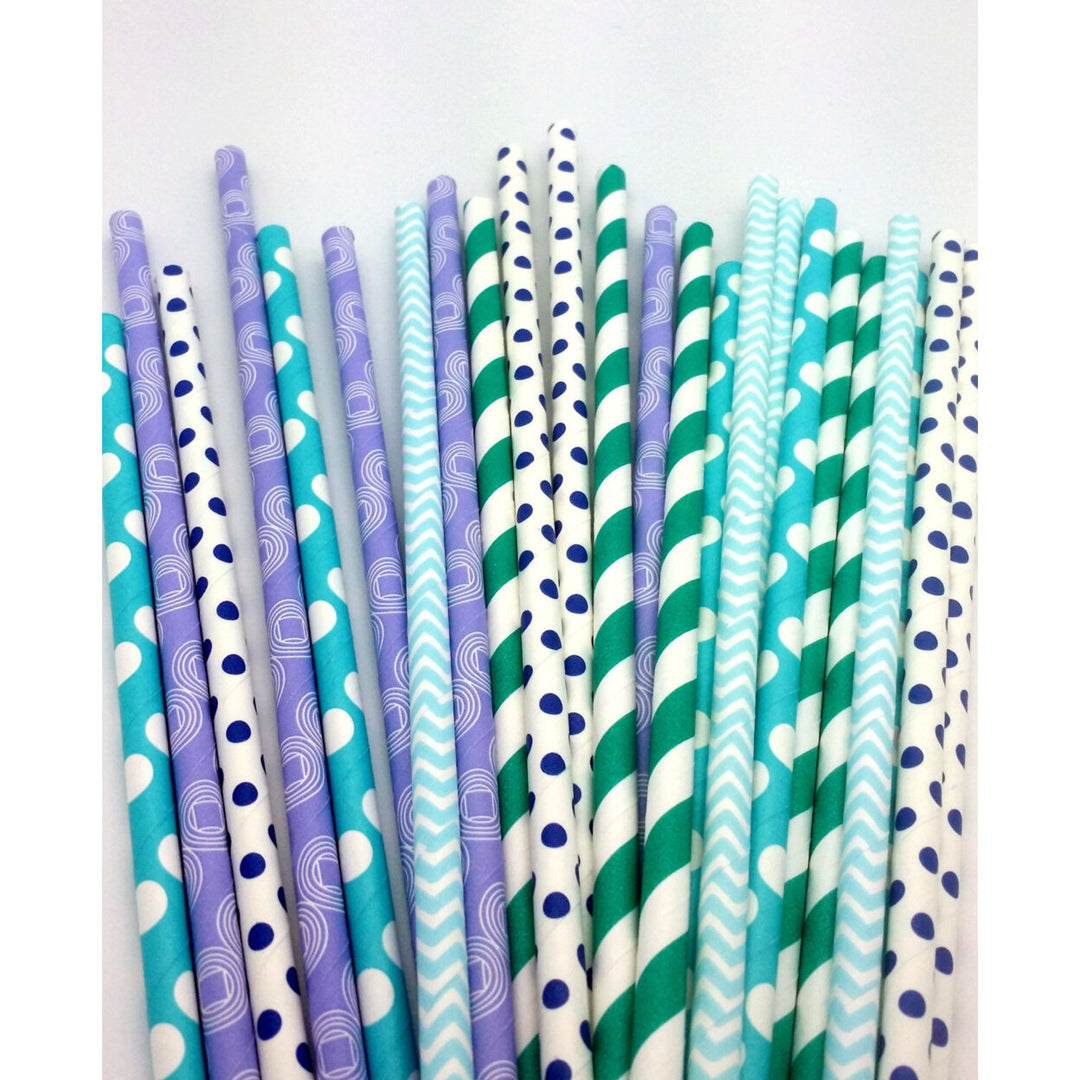 Set of 25 Frozen Theme Paper Straws - Let it Go Elsa Winter Wonderland Winter Party Holiday Parties Hanukkah Parties Image 1