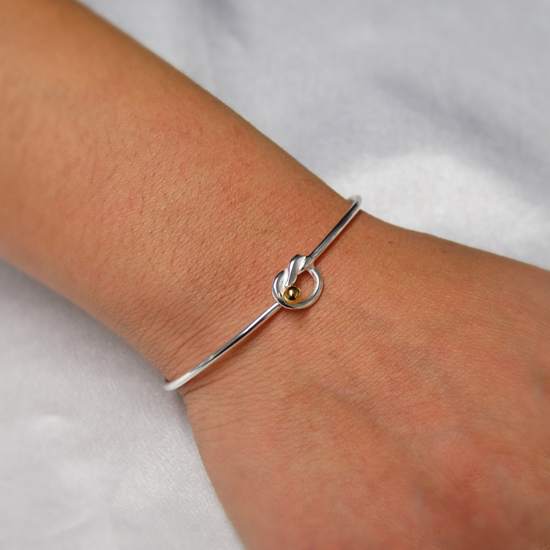 .925 Sterling Silver Love Knot Bangle Bracelet Image 2