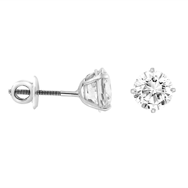 2CTTW CZ Sterling Silver Screw Back Stud Earrings Image 1