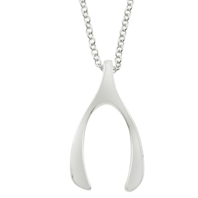 Sterling Silver Wish Bone Necklace Image 1