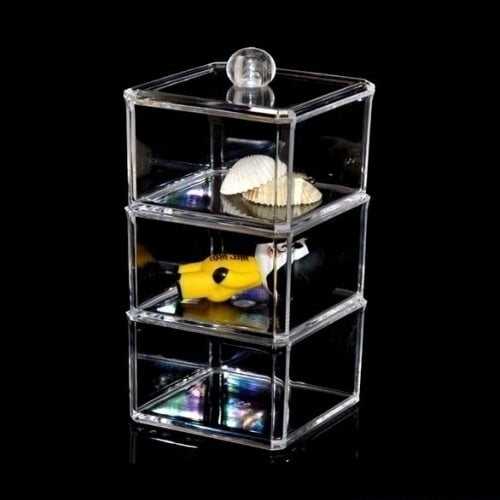 Acrylic Makeup Cotton Pads Organizer Box 3 Boxes 1183 Image 1