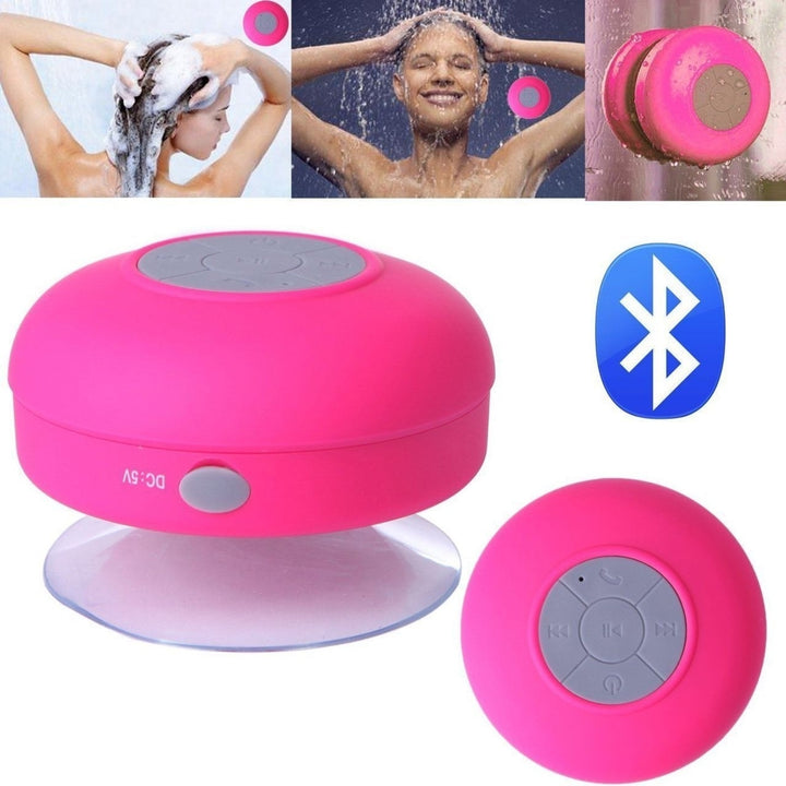 Waterproof Bluetooth Shower Speaker Hands Free Speakerphone-Pink Image 2