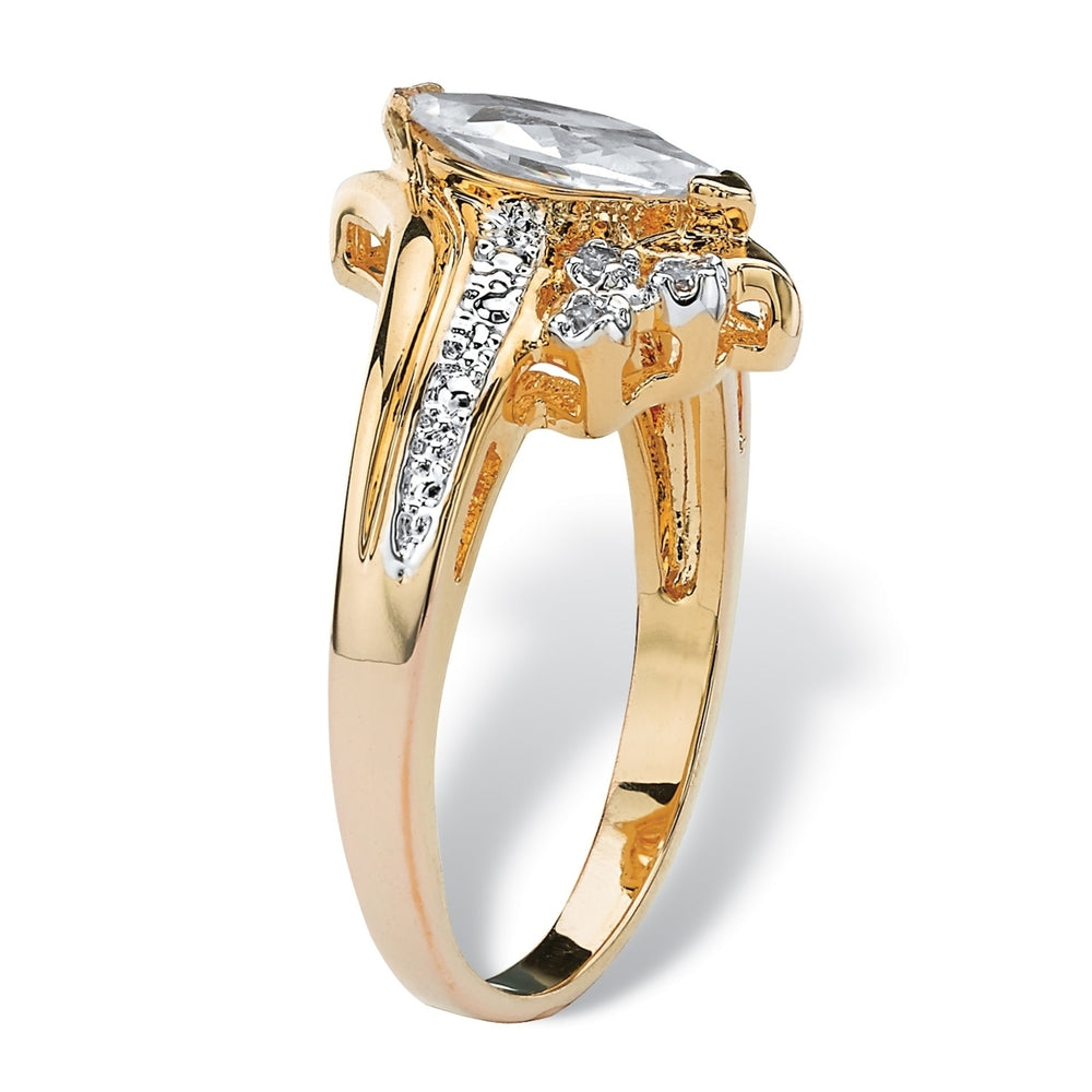 1.03 TCW Marquise-Cut Cubic Zirconia Engagement Anniversary Ring in 14k Gold-Plated Image 2