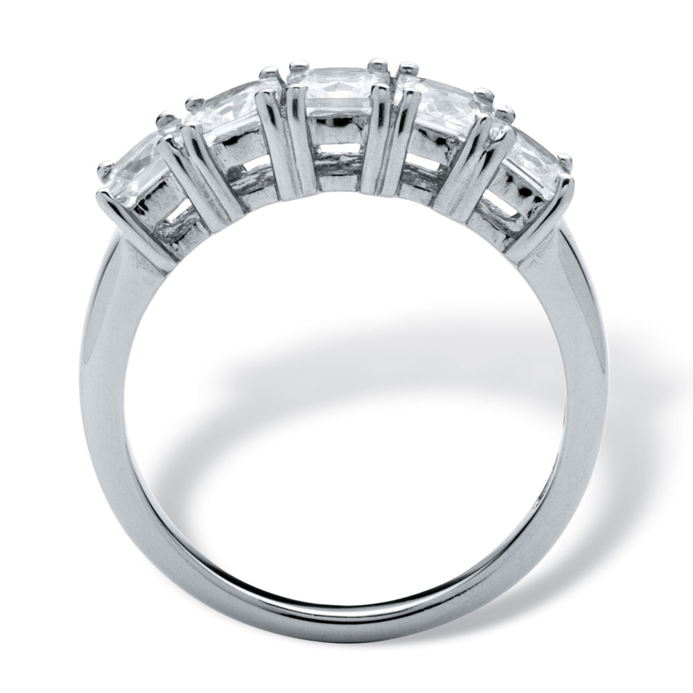 1.85 TCW Princess-Cut Cubic Zirconia Platinum over Sterling Silver Wedding Band Ring Image 2