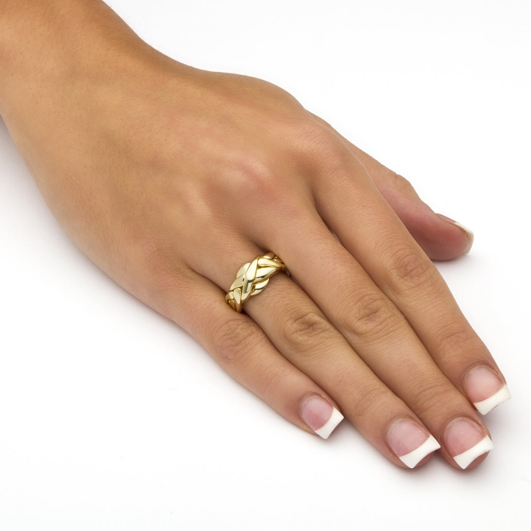 14k Yellow Gold-Plated Interwoven Puzzle Ring Image 2