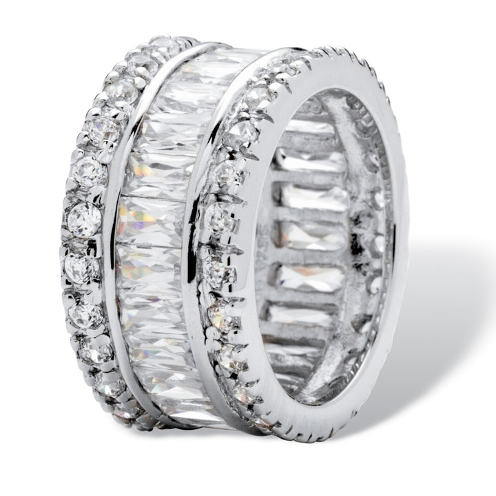 9.34 TCW Cubic Zirconia Platinum-Plated Eternity Band Ring Image 2