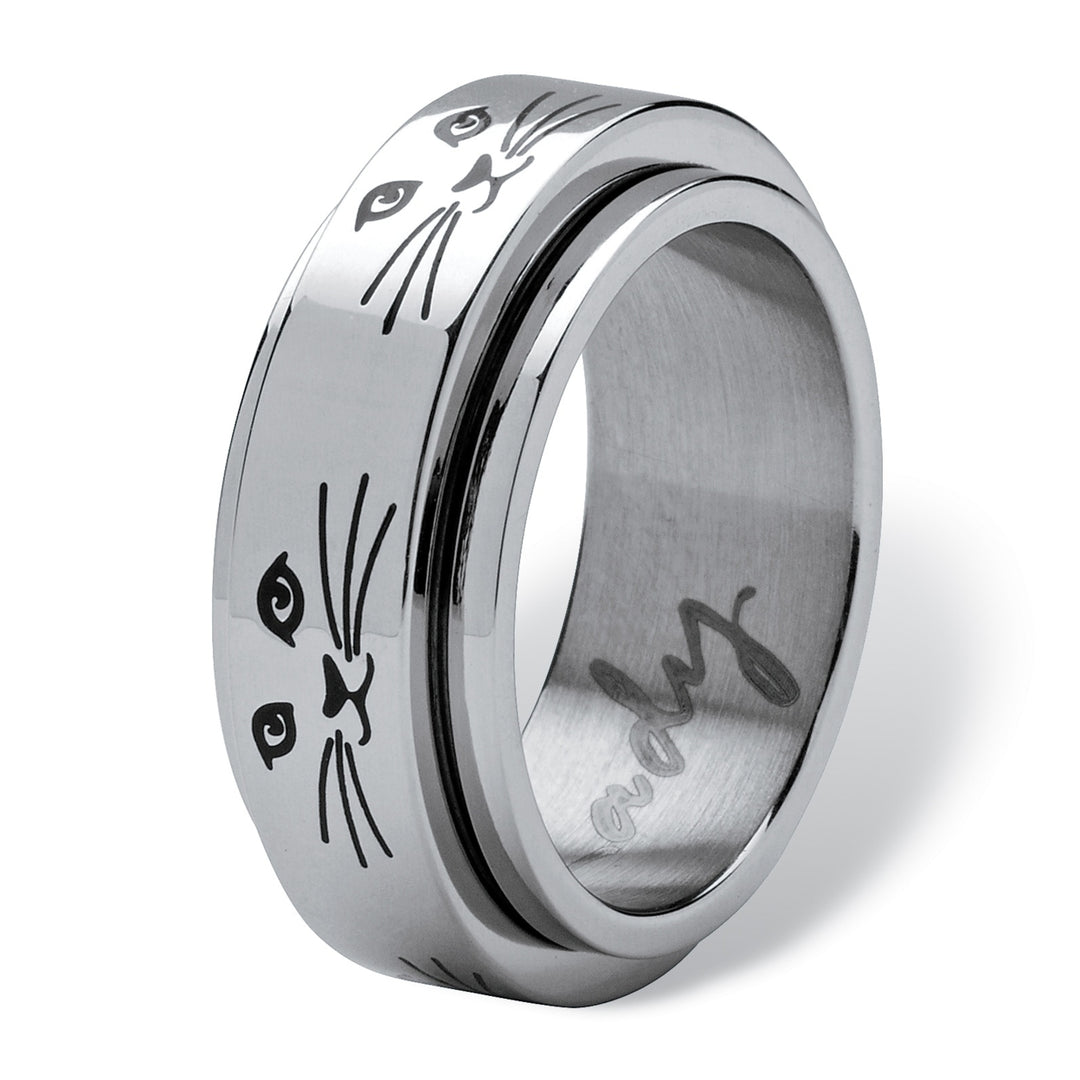 Cat Lady Spinner Ring in Black IP Stainless Steel Image 2