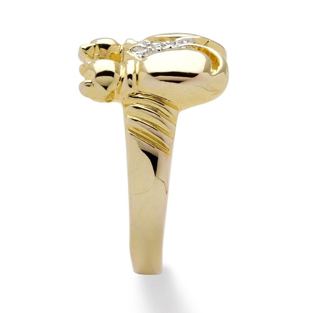 Round Crystal 14k Yellow Gold-Plated Cats and Heart Ring Image 2