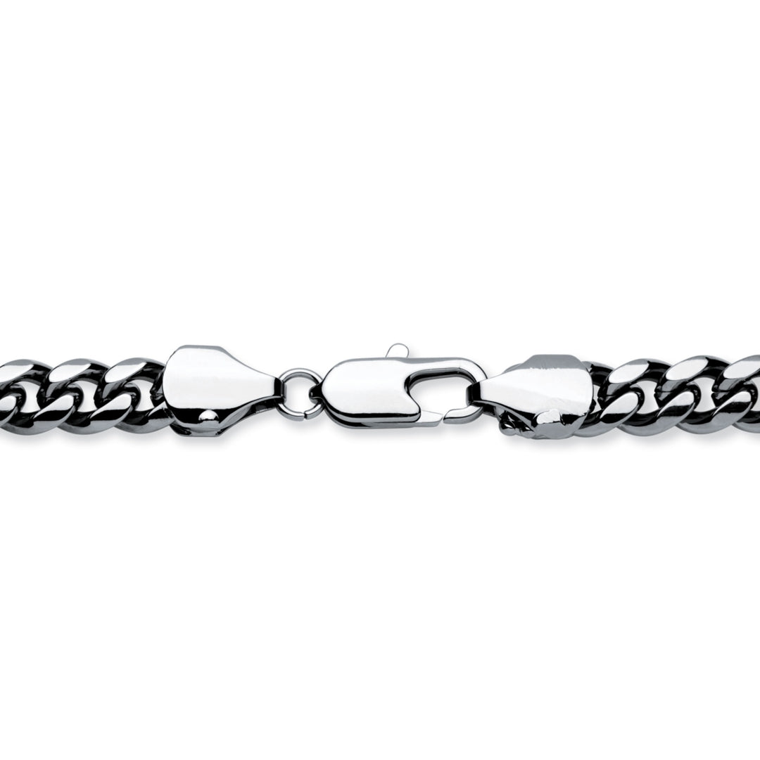 Mens Black Rhodium-Plated Curb-Link 10.5 mm Necklace Chain 24" Image 2