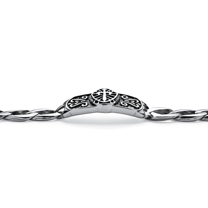 Mens Cross and Shield ID Link Bracelet in Stainless Steel Image 2