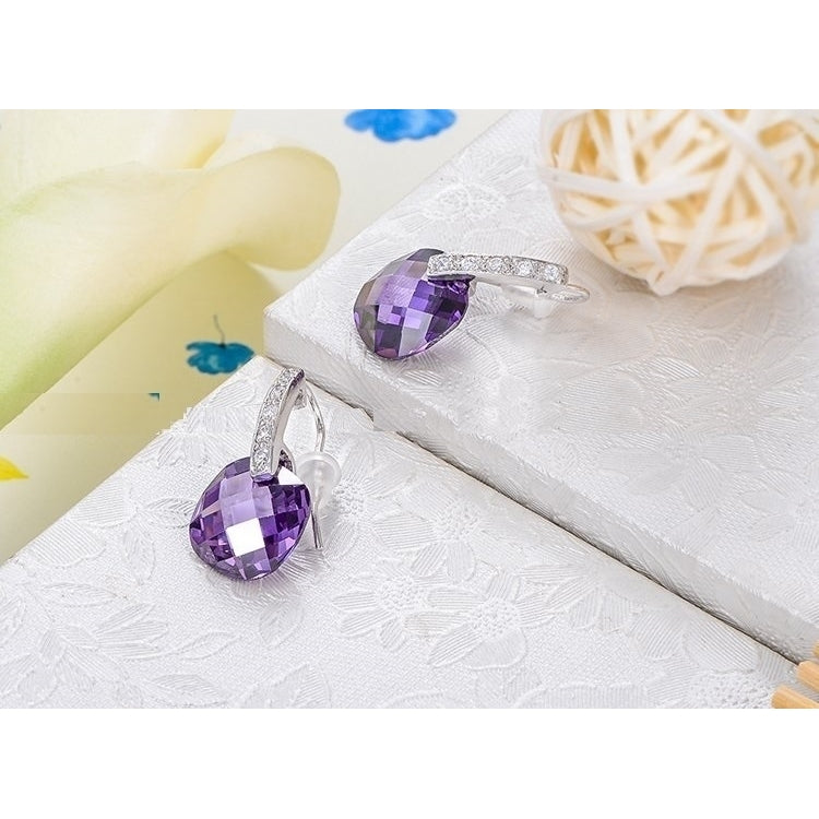 Swiss AAA Zircon Crystal Precious Purple AngelSale Earrings Image 2