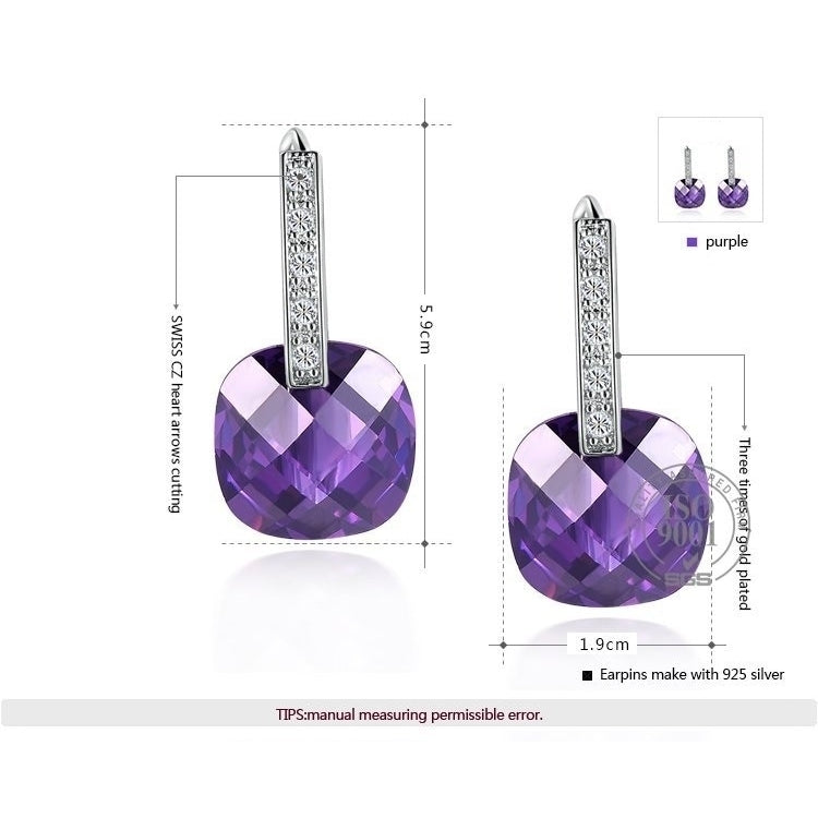 Swiss AAA Zircon Crystal Precious Purple AngelSale Earrings Image 4