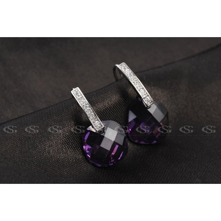 Swiss AAA Zircon Crystal Precious Purple AngelSale Earrings Image 4