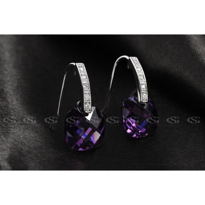 Swiss AAA Zircon Crystal Precious Purple AngelSale Earrings Image 6