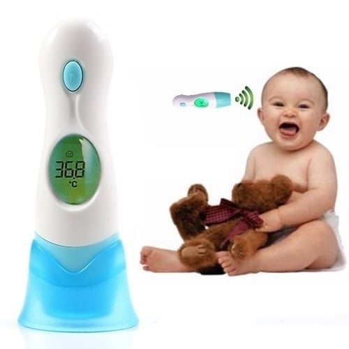 AngelSale 4 In 1 Digital Infrared Ear and Forehead Baby Thermometer with Stand Image 1