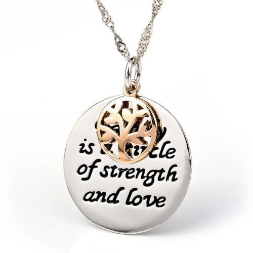 Two Tone Necklace "Family is A Circle of Strength and Love" Image 1