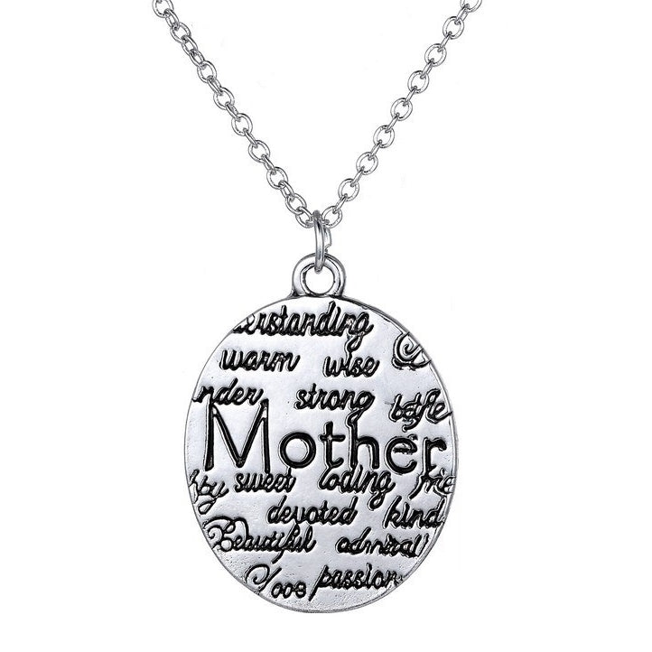 Engraved "Mom" Circle Pedant Necklace Image 1