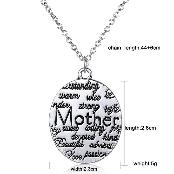 Engraved "Mom" Circle Pedant Necklace Image 2