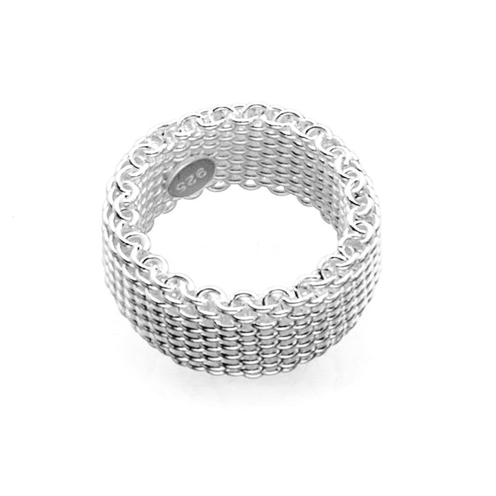 S925 Sterling silver woven mesh Silky Chains Ring for Women Image 1