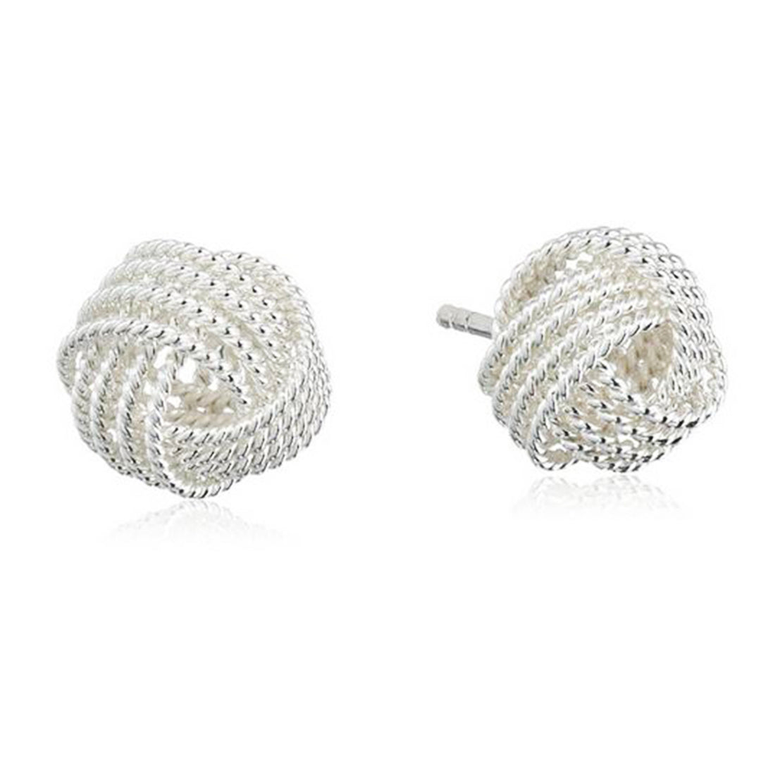 Sterling Silver Mesh Love Knot Stub Earring for Women Image 1