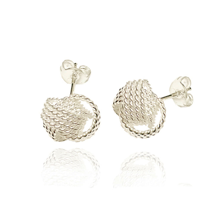 Sterling Silver Mesh Love Knot Stub Earring for Women Image 2