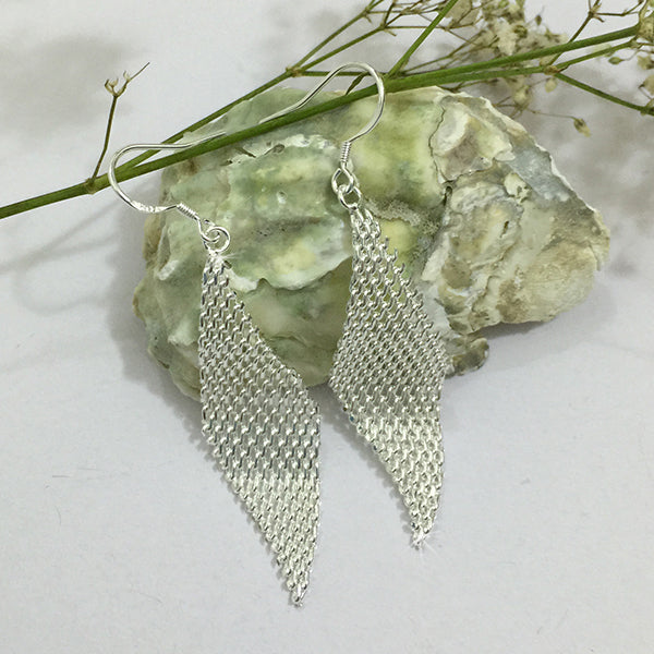 Silver Plated Prismatic Mesh Dangle Earring Image 3