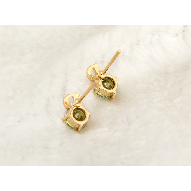 18k yellow gold overlay sterling silver 1.25ct CZ Diamond "D" stub earrings Image 3