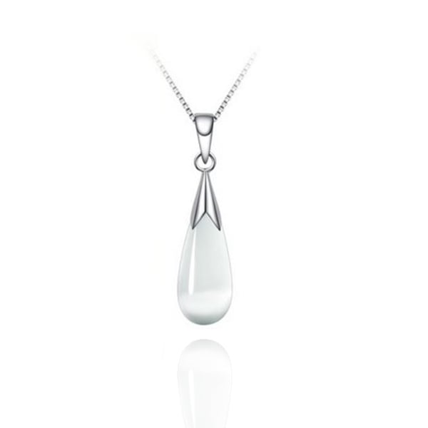 Sephla14k White Gold Overlay Sterling Silver Moonstone Water-drop Design Pendant Necklace Image 3