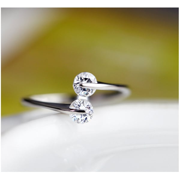 Two 0.5ct CZ Diamond Adjustable Opening Ring for Women Image 3