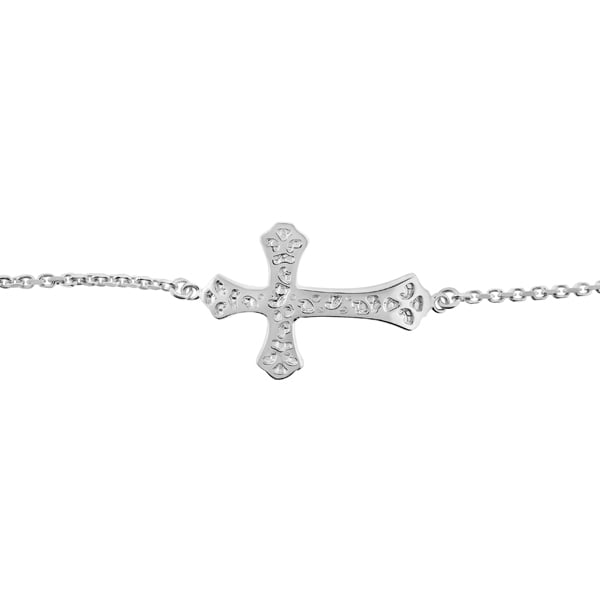 Sterling Silver Adjustable Sideway Cross Bracelet Image 1