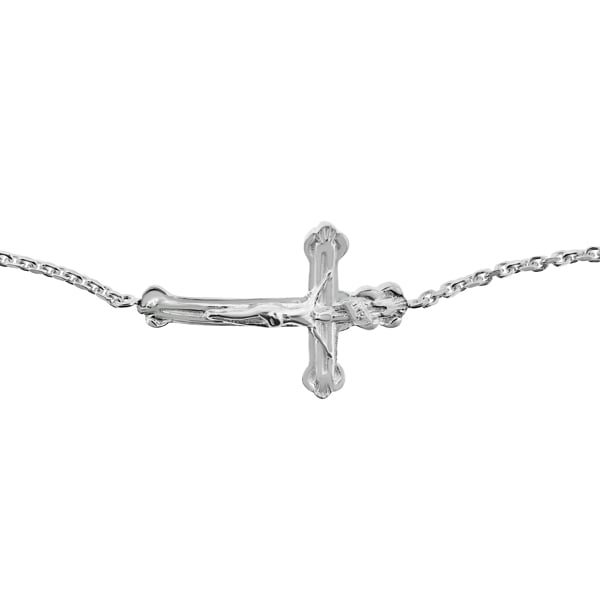 Sterling Silver Adjustable Sideway Cross Bracelet Image 1