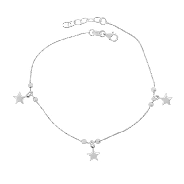 Sterling Silver Star and bead ankletDouble line box with bead anklet Image 1