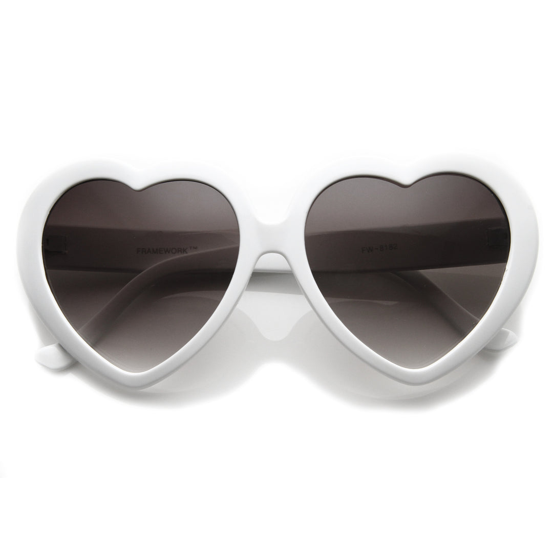 Large Oversized Womens Heart Shaped Sunglasses Cute Love Fashion Eyewear - 8182 Image 4
