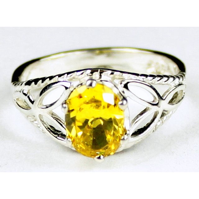 SR137 Golden Yellow CZ 925 Sterling Silver Ring Image 1