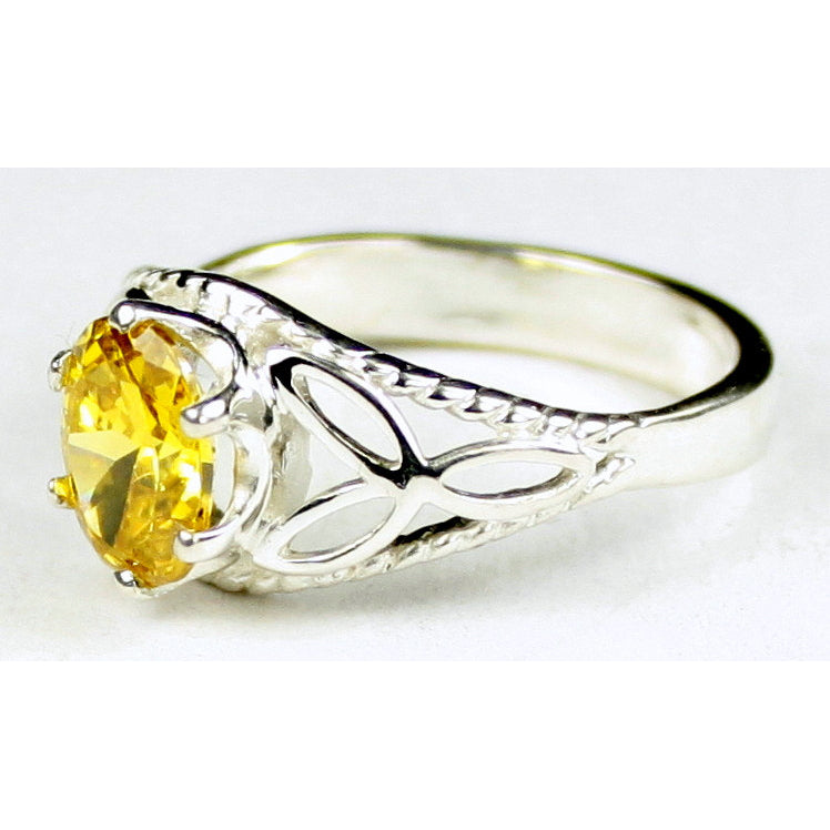 SR137 Golden Yellow CZ 925 Sterling Silver Ring Image 2