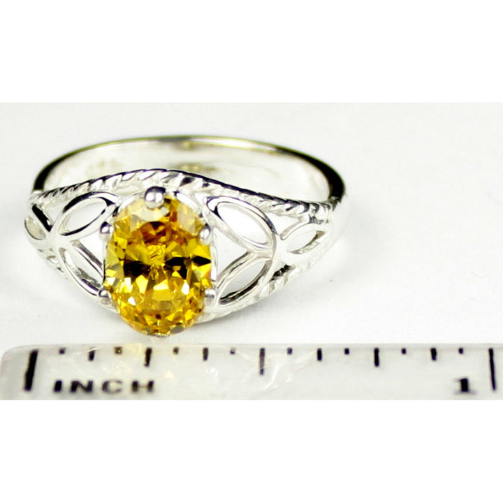 SR137 Golden Yellow CZ 925 Sterling Silver Ring Image 4