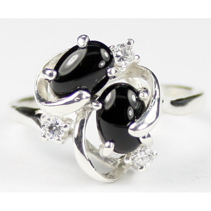 Sterling Silver Ladies Ring Black Onyx SR016 Image 1