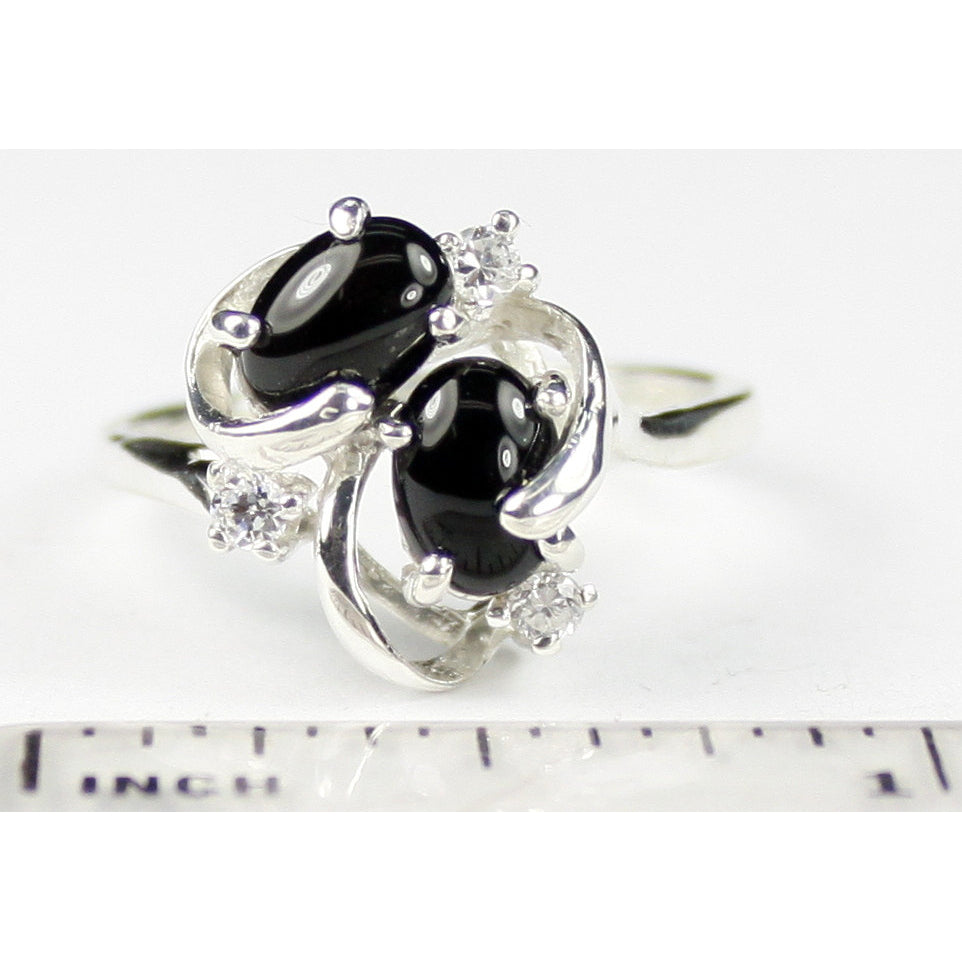 Sterling Silver Ladies Ring Black Onyx SR016 Image 4