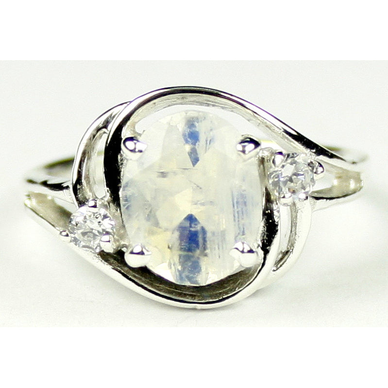 Sterling Silver Ladies Ring Rainbow Moonstone SR021 Image 1