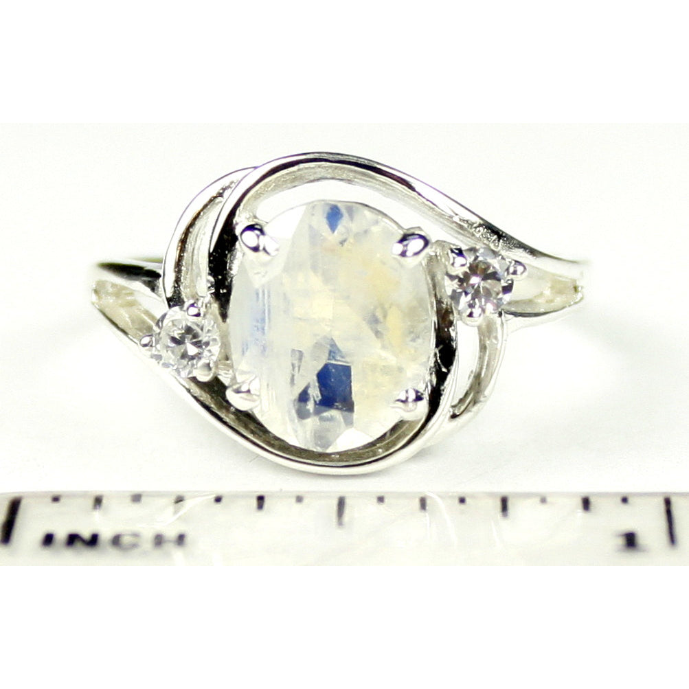 Sterling Silver Ladies Ring Rainbow Moonstone SR021 Image 4