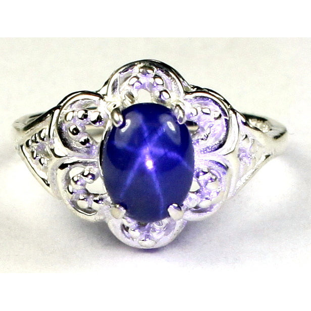 SR125 Natural Blue Star Sapphire 925 Sterling Silver Ring Image 1